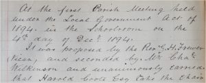 Fenstanton Parish Council First Meeting 4th December 1894